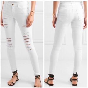 Frame Le Skinny Stretch White Distressed Jeans